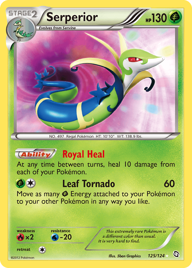 125, Black & White: Dragons Exalted, Fire[×2], Grass, Holofoil, Secret Rare, Water[-20] Serperior (125/124) [Black & White: Dragons Exalted] - Trading Card World