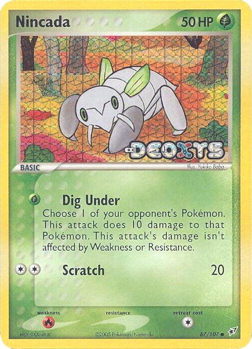 67, Common, EX: Deoxys, Fire[×2], Grass, Reverse Holofoil Nincada (67/107) (Stamped) [EX: Deoxys] - Trading Card World