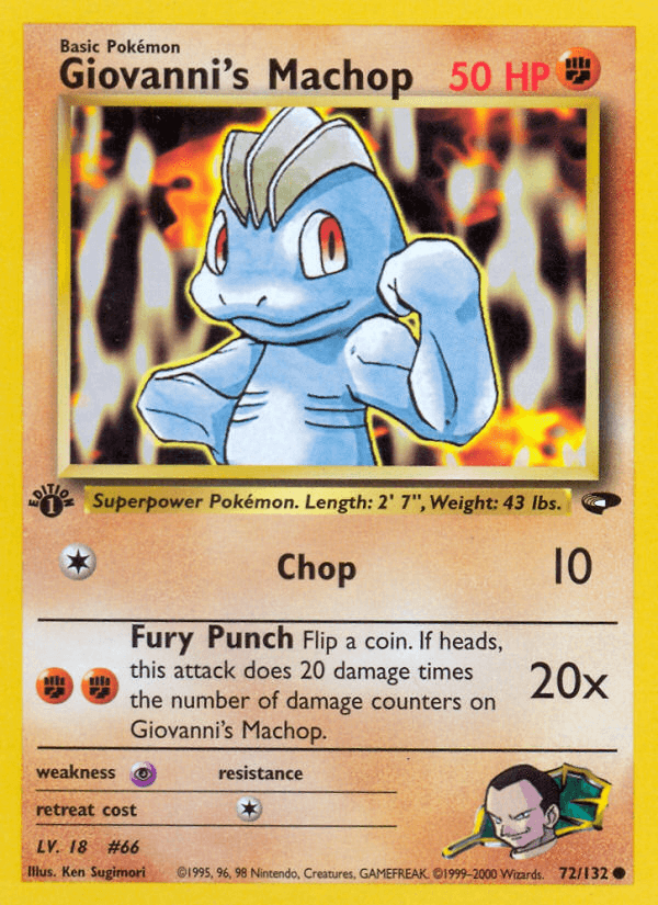 1st Edition Normal, 72, Common, Fighting, Gym Challenge 1st Edition, Psychic[×2] Giovanni's Machop (72/132) [Gym Challenge 1st Edition] - Trading Card World