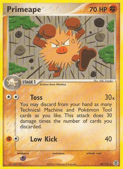 28, EX: FireRed & LeafGreen, Fighting, Normal, Psychic[×2], Rare, Reverse Holofoil Primeape (28/112) [EX: FireRed & LeafGreen] - Trading Card World