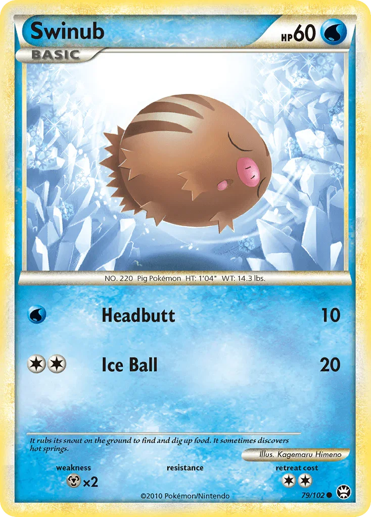 79, Common, HeartGold & SoulSilver: Triumphant, Metal[×2], Normal, Reverse Holofoil, Water Swinub (79/102) [HeartGold & SoulSilver: Triumphant] - Trading Card World