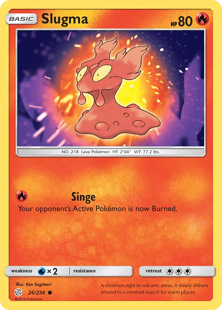 26, Common, Fire, Normal, Reverse Holofoil, Sun & Moon: Cosmic Eclipse, Water[×2] Slugma (26/236) [Sun & Moon: Cosmic Eclipse] - Trading Card World