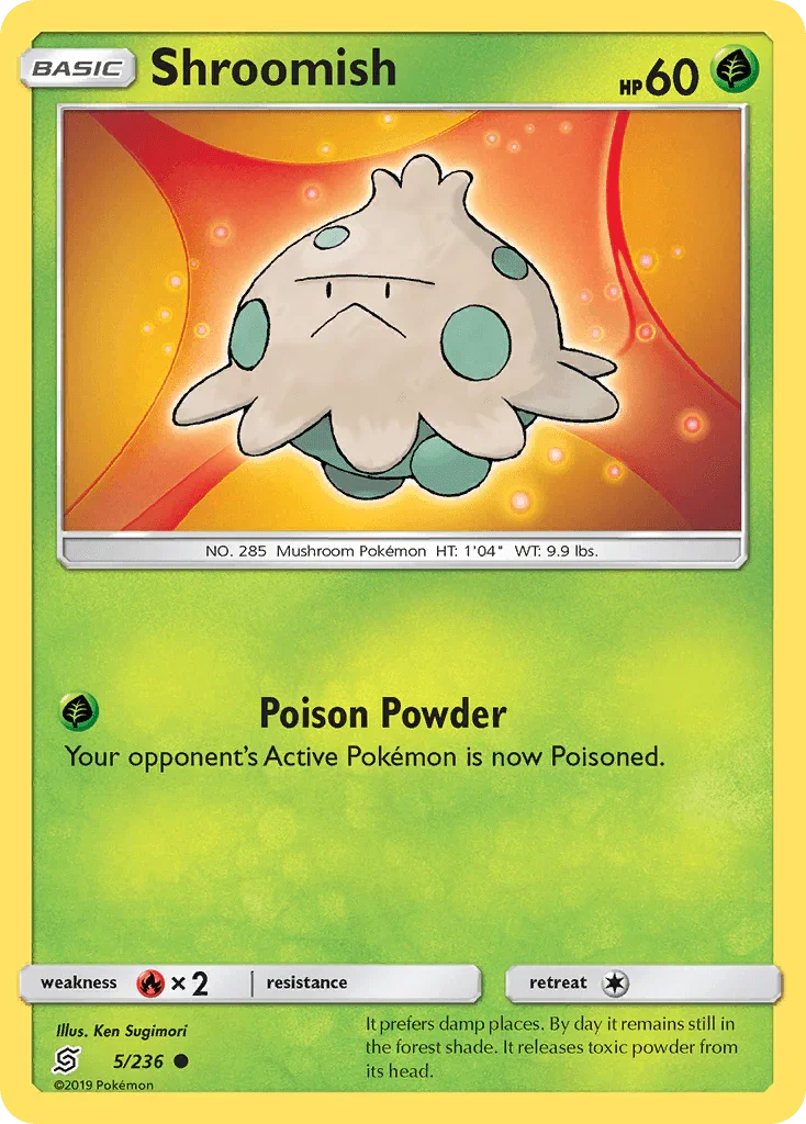 Common, Fire[×2], Grass, Normal, Reverse Holofoil, Sun & Moon: Unified Minds Shroomish (5/236) [Sun & Moon: Unified Minds] - Trading Card World