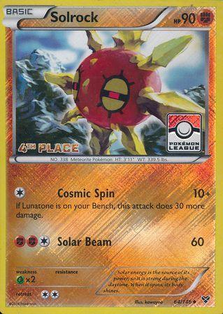 64, Fighting, Grass[×2], Holofoil, Promo, Reverse Holofoil, XY: Base Set Solrock (64/146) (4th Place League Challenge Promo) [XY: Base Set] - Trading Card World