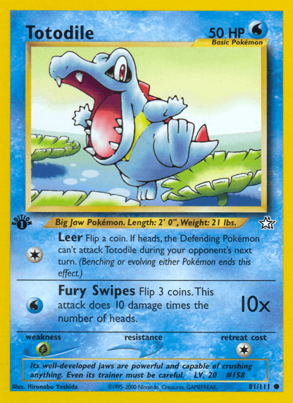 1st Edition Normal, 81, Common, Grass[×2], Neo Genesis 1st Edition, Water Totodile (81/111) [Neo Genesis 1st Edition] - Trading Card World
