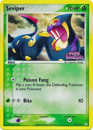 32, EX: Holon Phantoms, Grass, Psychic[×2], Rare, Reverse Holofoil Seviper (32/110) (Stamped) [EX: Holon Phantoms] - Trading Card World