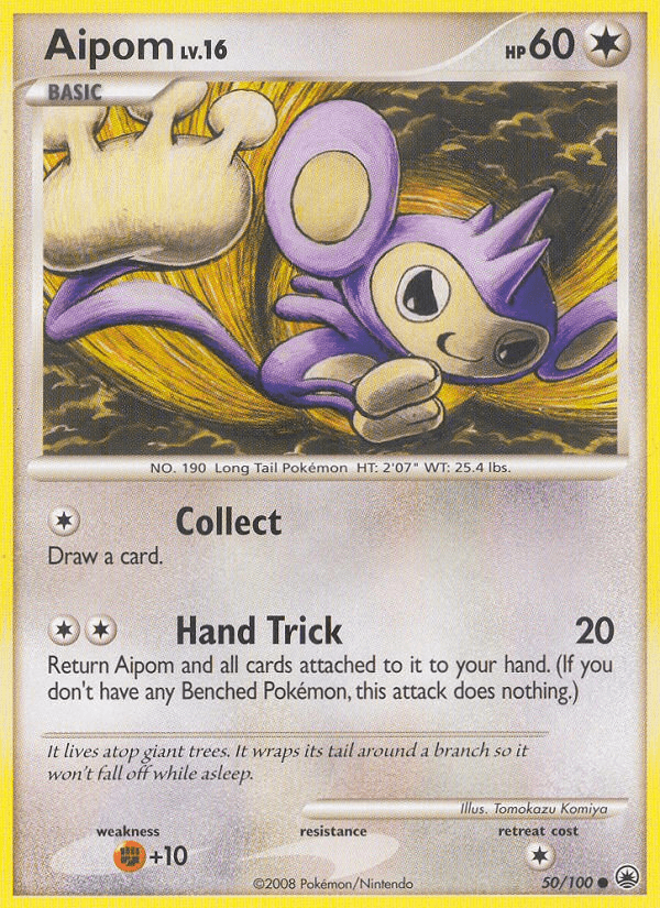 50, Colorless, Common, Diamond & Pearl: Majestic Dawn, Fighting[+10], Normal, Reverse Holofoil Aipom (50/100) [Diamond & Pearl: Majestic Dawn] - Trading Card World