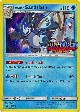 Holofoil, Metal[×2], Promo, SM18, Sun & Moon: Black Star Promos, Water Alolan Sandslash (SM18) (Staff Prerelease Promo) [Sun & Moon: Black Star Promos] - Trading Card World