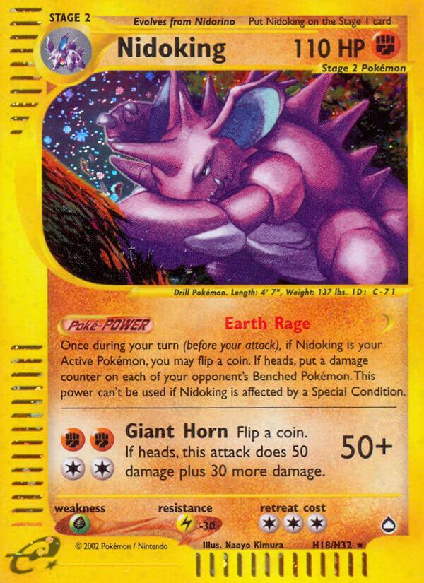 Aquapolis, Fighting, Grass[×2], H18, Holofoil, Lightning[-30], Rare, Reverse Holofoil Nidoking (H18/H32) [Aquapolis] - Trading Card World