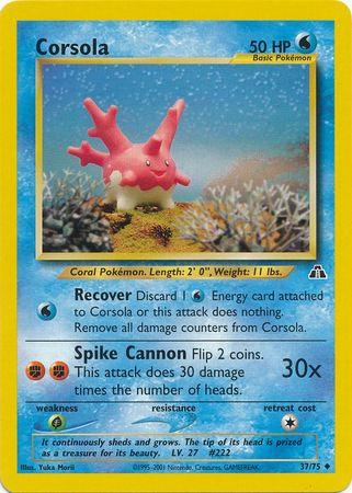 37, Grass[×2], Neo Discovery Unlimited, Normal, Uncommon, Water Corsola (37/75) [Neo Discovery Unlimited] - Trading Card World