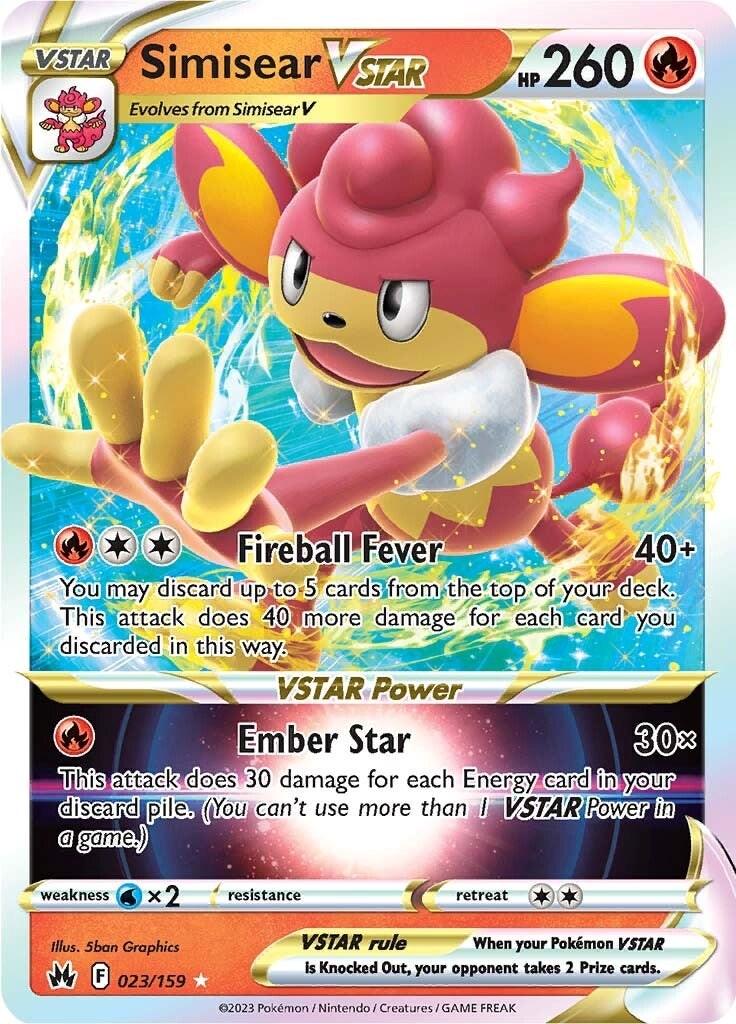 023, Fire, Holofoil, Sword & Shield: Crown Zenith, Ultra Rare, Water [x2] Simisear VSTAR (023/159) [Sword & Shield: Crown Zenith] - Trading Card World