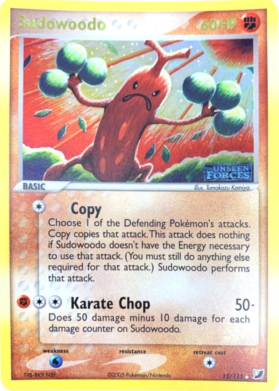 15, EX: Unseen Forces, Fighting, Holo Rare, Reverse Holofoil, Water[×2] Sudowoodo (15/115) (Stamped) [EX: Unseen Forces] - Trading Card World