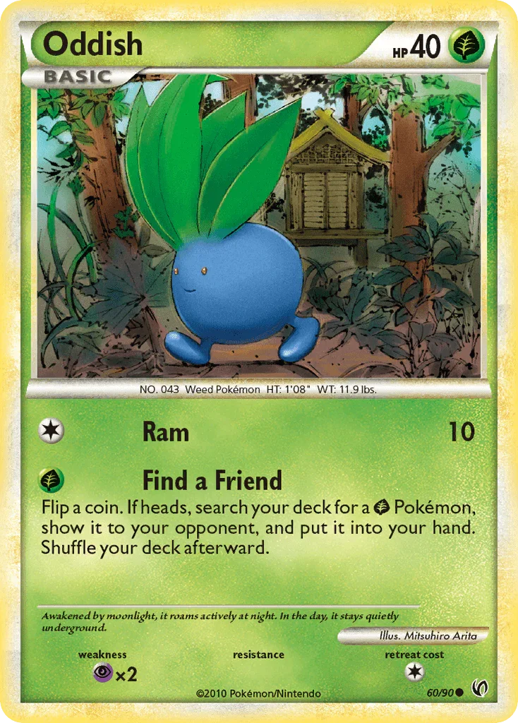 60, Common, Grass, HeartGold & SoulSilver: Undaunted, Normal, Psychic[×2], Reverse Holofoil Oddish (60/90) [HeartGold & SoulSilver: Undaunted] - Trading Card World