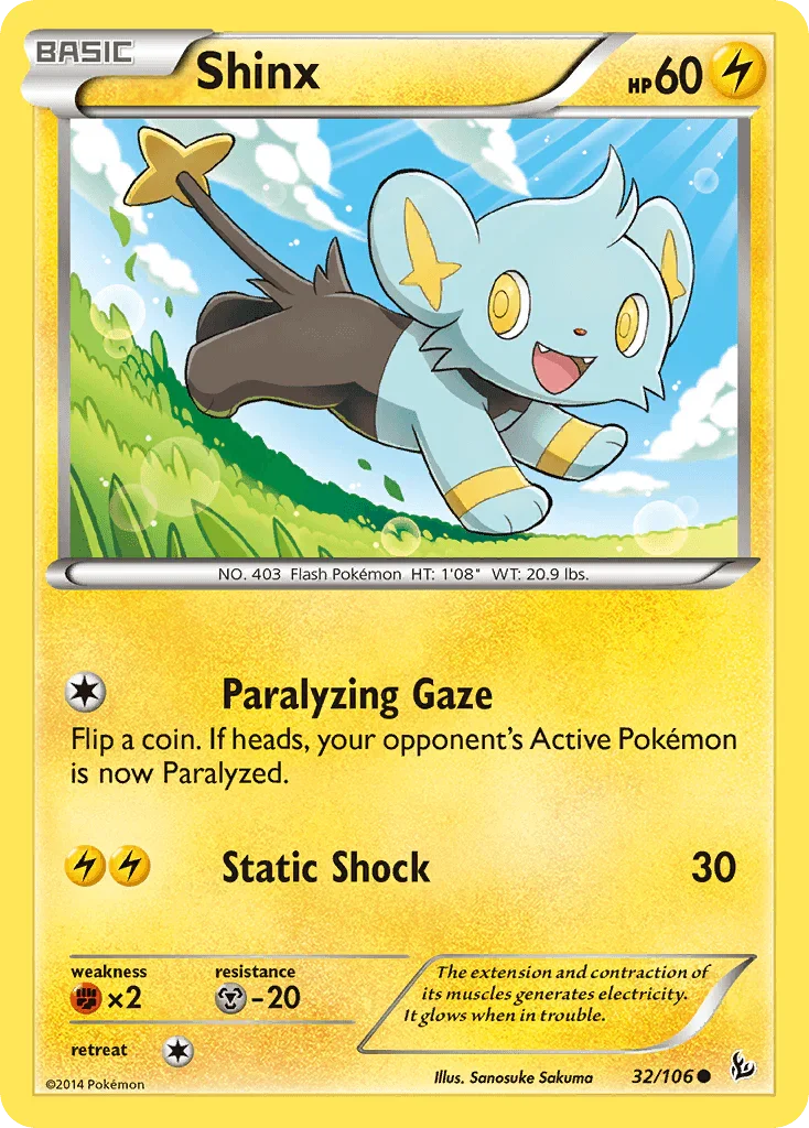 32, Common, Fighting[×2], Lightning, Metal[-20], Normal, Reverse Holofoil, XY: Flashfire Shinx (32/106) [XY: Flashfire] - Trading Card World