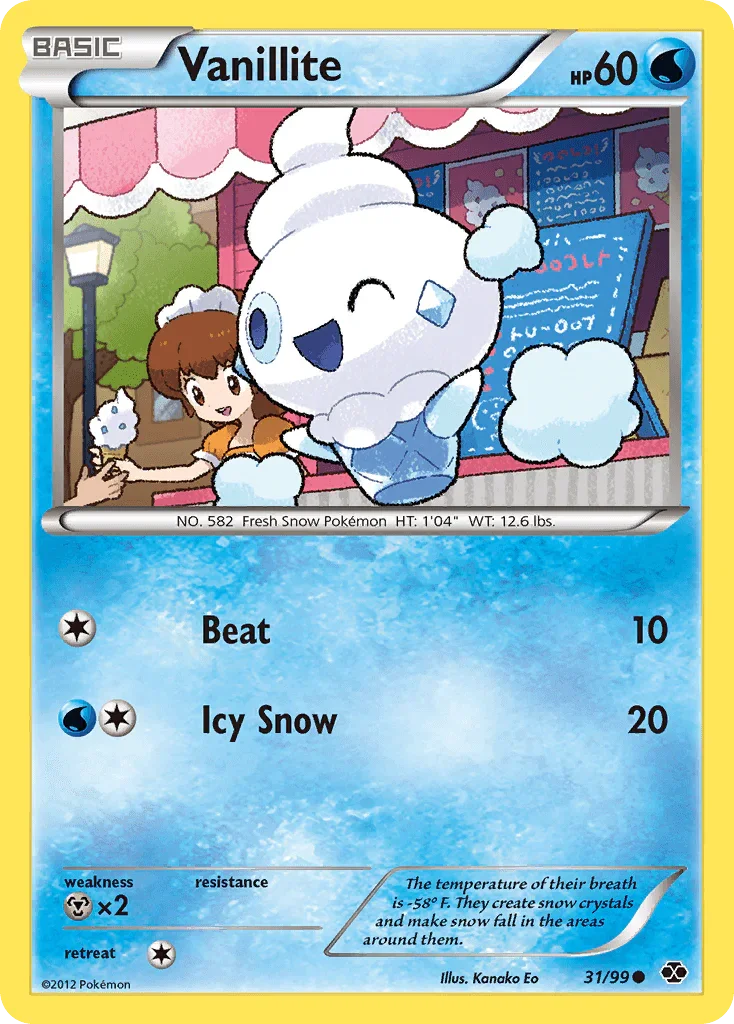 31, Black & White: Next Destinies, Common, Metal[×2], Normal, Reverse Holofoil, Water Vanillite (31/99) [Black & White: Next Destinies] - Trading Card World