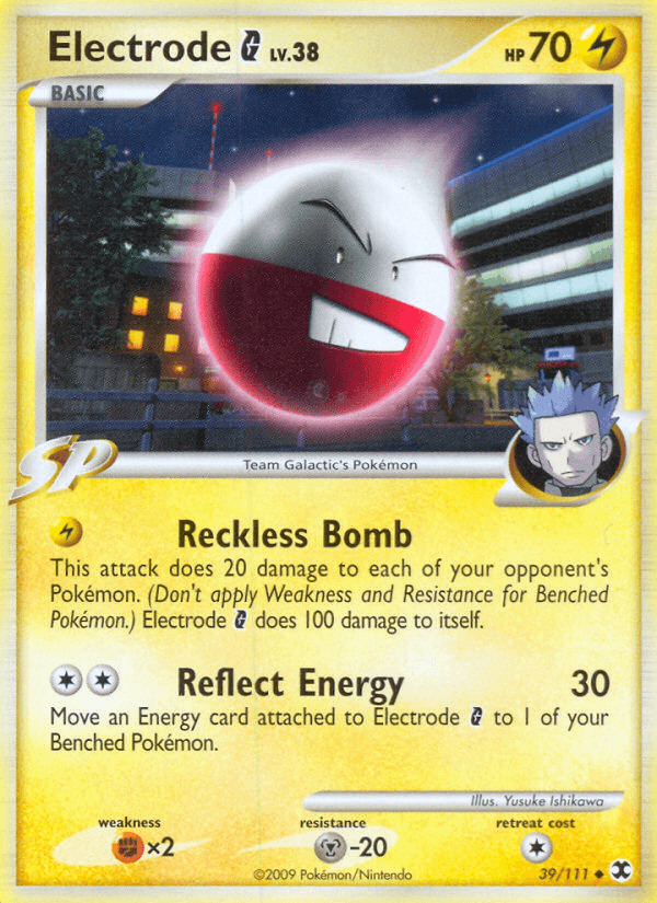 39, Fighting[×2], Lightning, Metal[-20], Normal, Platinum: Rising Rivals, Reverse Holofoil, Uncommon Electrode G (39/111) [Platinum: Rising Rivals] - Trading Card World