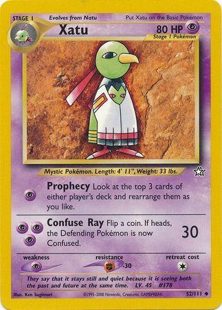 52, Fighting[-30], Neo Genesis Unlimited, Normal, Psychic, Psychic[×2], Uncommon Xatu (52/111) [Neo Genesis Unlimited] - Trading Card World