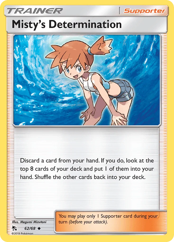 62, Normal, Reverse Holofoil, Sun & Moon: Hidden Fates, Supporter, Uncommon Misty's Determination (62/68) [Sun & Moon: Hidden Fates] - Trading Card World