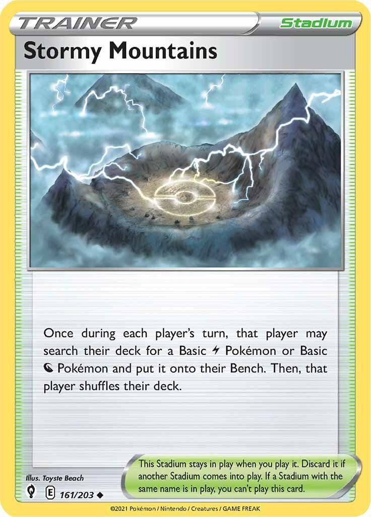 161, Normal, Reverse Holofoil, Stadium, Sword & Shield: Evolving Skies, Uncommon Stormy Mountains (161/203) [Sword & Shield: Evolving Skies] - Trading Card World