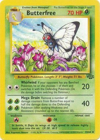 33, Fighting[-30], Fire[×2], Grass, Jungle Unlimited, Normal, Uncommon Butterfree (33/64) [Jungle Unlimited] - Trading Card World