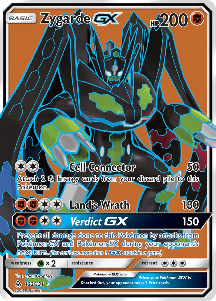 123, Fighting, Grass[×2], Holofoil, Sun & Moon: Forbidden Light, Ultra Rare Zygarde GX (123/131) [Sun & Moon: Forbidden Light] - Trading Card World
