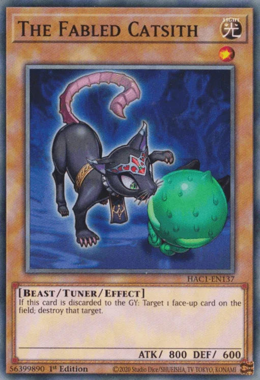 1st Edition, Beast, Common, Hidden Arsenal: Chapter 1, Light, Tuner/Effect Monster The Fabled Catsith [HAC1-EN137] Common - Trading Card World