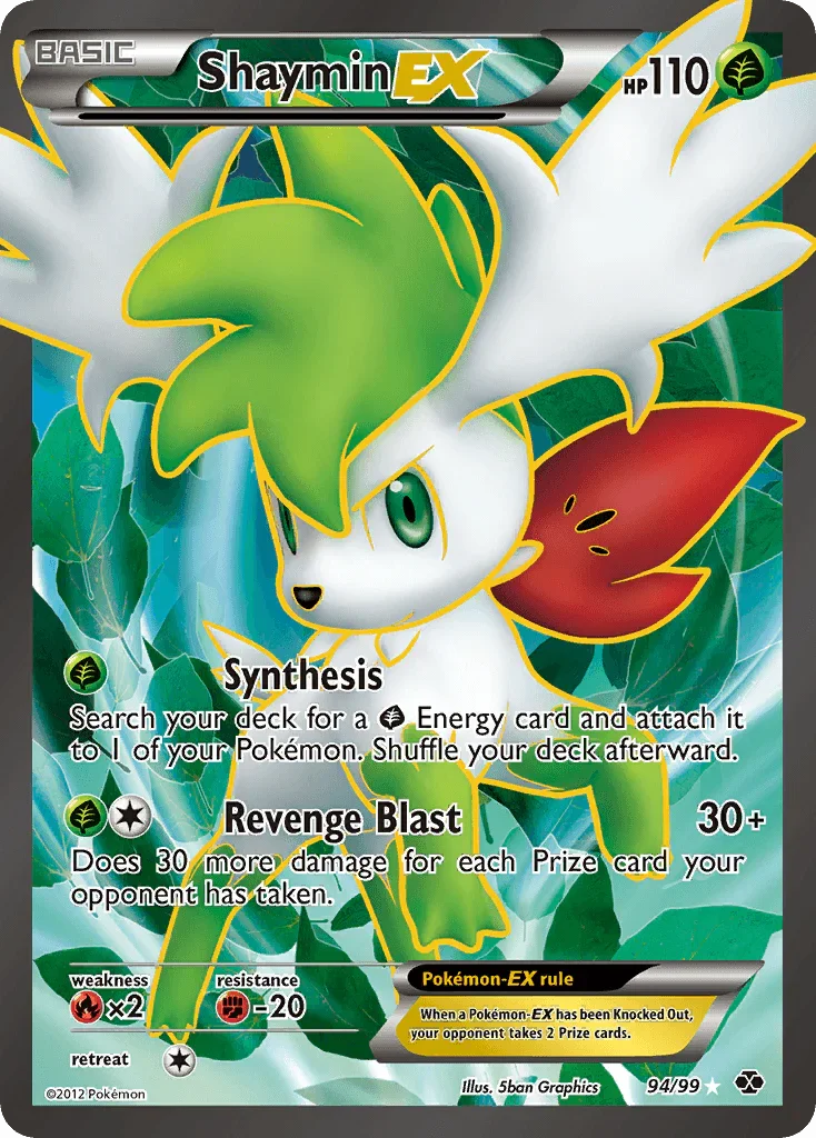 94, Black & White: Next Destinies, Fighting[-20], Fire[×2], Grass, Holofoil, Ultra Rare Shaymin EX (94/99) [Black & White: Next Destinies] - Trading Card World