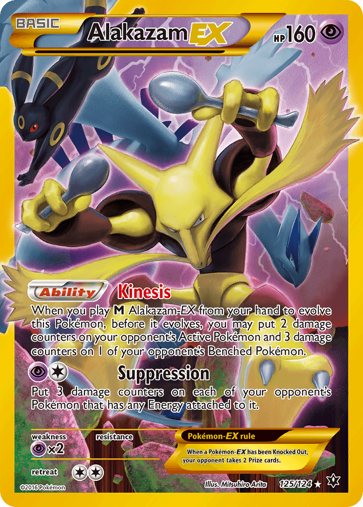 125, Holofoil, Psychic, Psychic[×2], Secret Rare, XY: Fates Collide Alakazam EX (125/124) [XY: Fates Collide] - Trading Card World
