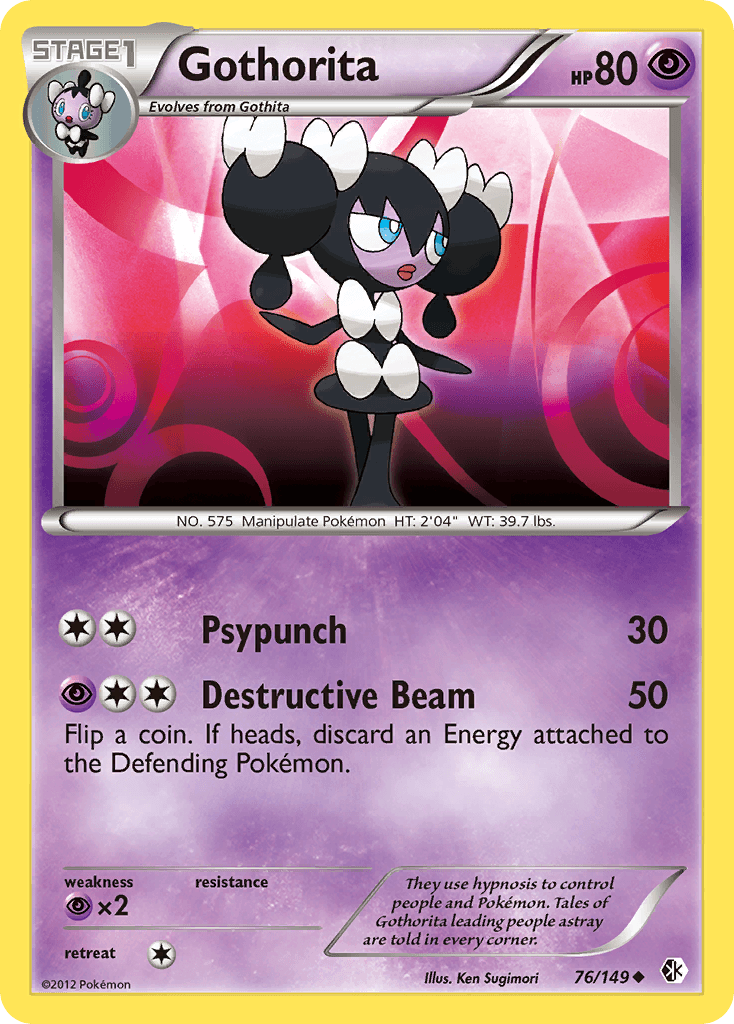 76, Black & White: Boundaries Crossed, Normal, Psychic, Psychic[×2], Reverse Holofoil, Uncommon Gothorita (76/149) [Black & White: Boundaries Crossed] - Trading Card World
