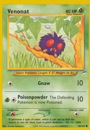 90, Common, Fire[×2], Grass, Neo Destiny Unlimited, Normal Venonat (90/105) [Neo Destiny Unlimited] - Trading Card World