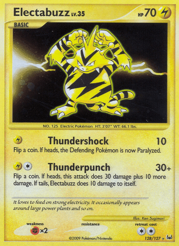 128, Fighting[×2], Holofoil, Lightning, Platinum: Base Set, Ultra Rare Electabuzz (128/127) [Platinum: Base Set] - Trading Card World