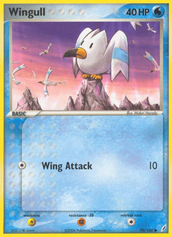 70, Common, EX: Crystal Guardians, Fighting[-30], Lightning[×2], Normal, Water Wingull (70/100) [EX: Crystal Guardians] - Trading Card World