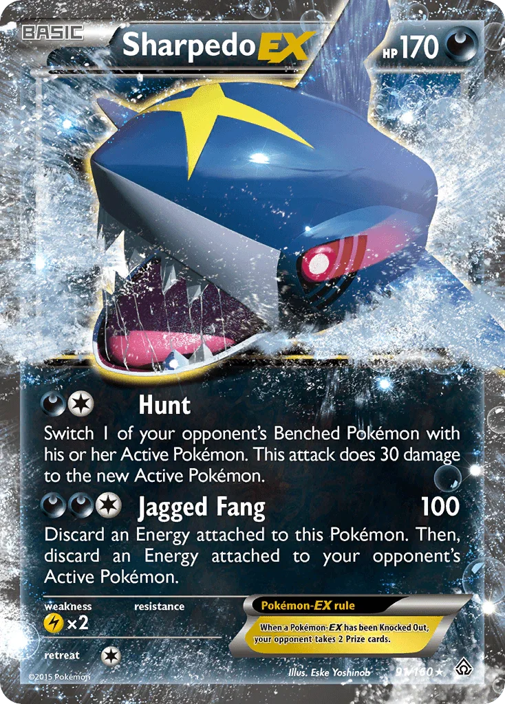 91, Darkness, Holofoil, Lightning[×2], Ultra Rare, XY: Primal Clash Sharpedo EX (91/160) [XY: Primal Clash] - Trading Card World