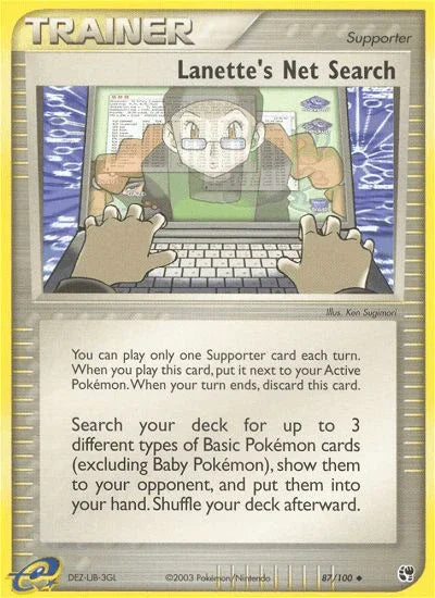 87, EX: Sandstorm, Normal, Reverse Holofoil, Supporter, Uncommon Lanette's Net Search (87/100) [EX: Sandstorm] - Trading Card World