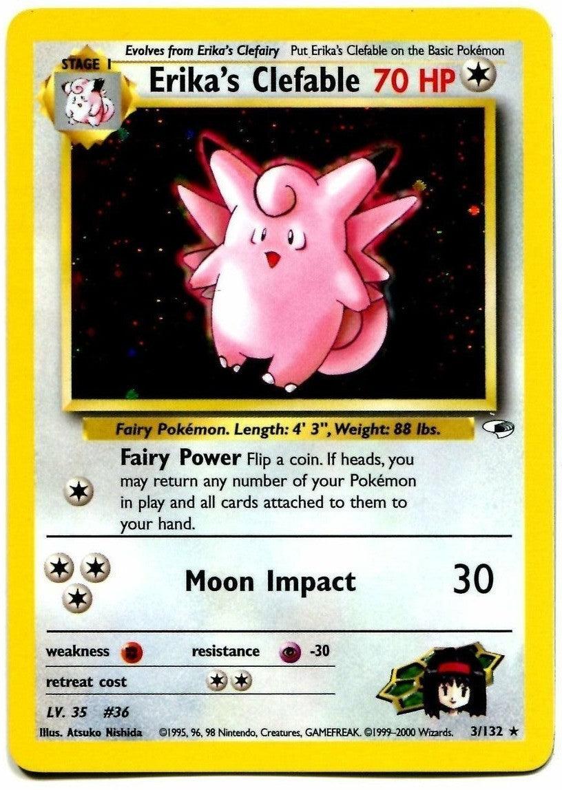 Colorless, Fighting[×2], Gym Heroes Unlimited, Holo Rare, Holofoil, Psychic[-30] Erika's Clefable (3/132) [Gym Heroes Unlimited] - Trading Card World