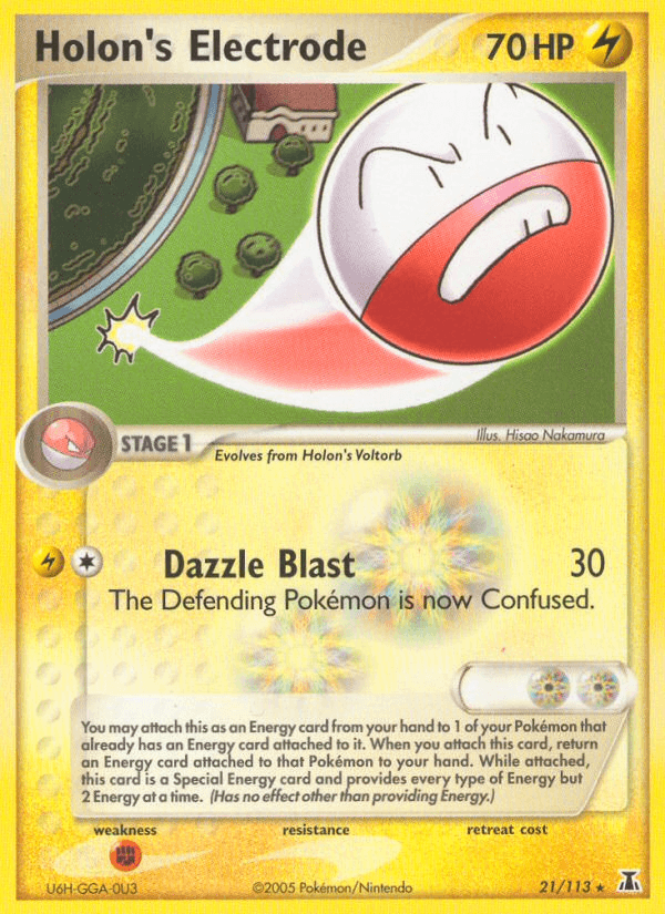 21, EX: Delta Species, Fighting[×2], Lightning, Normal, Rare Holon's Electrode (21/113) [EX: Delta Species] - Trading Card World
