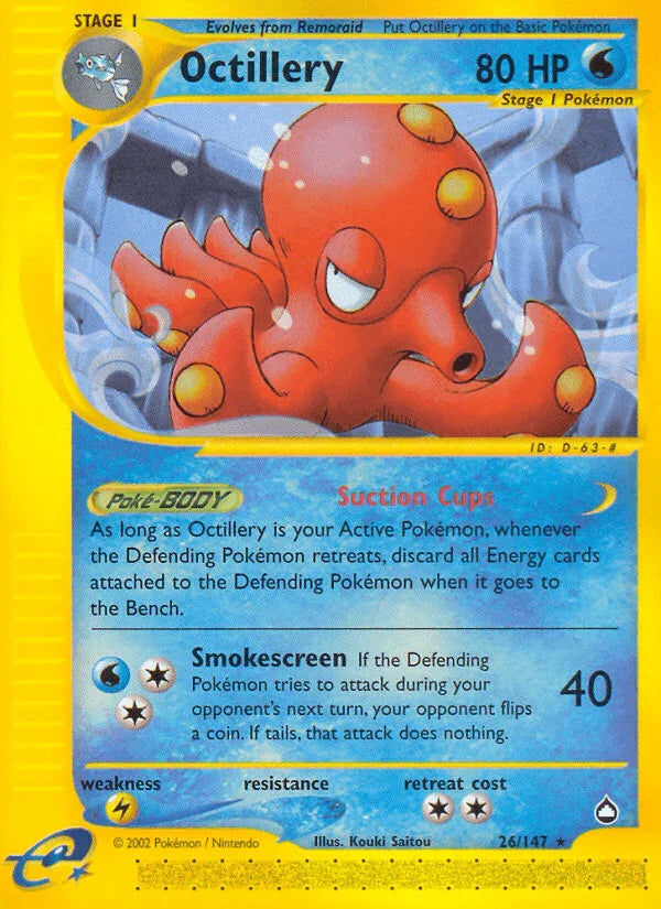 26, Aquapolis, Lightning[×2], Normal, Rare, Reverse Holofoil, Water Octillery (26/147) [Aquapolis] - Trading Card World