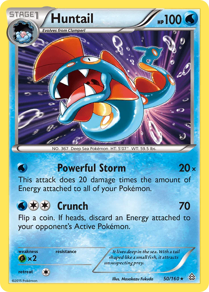 50, Grass[×2], Holo Rare, Holofoil, Reverse Holofoil, Water, XY: Primal Clash Huntail (50/160) [XY: Primal Clash] - Trading Card World