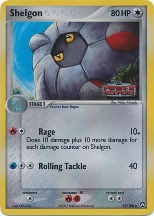 39, Colorless, Colorless[×2], EX: Power Keepers, Fighting[-30], Fire[-30], Reverse Holofoil, Uncommon Shelgon (39/108) (Stamped) [EX: Power Keepers] - Trading Card World