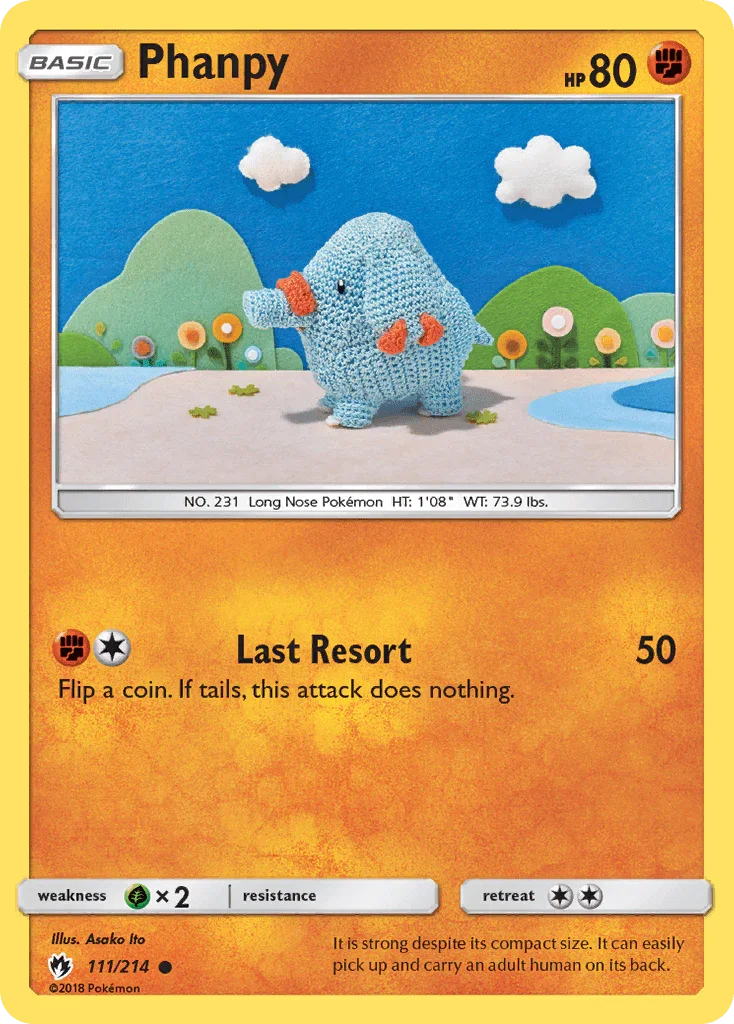 111, Common, Fighting, Grass[×2], Normal, Reverse Holofoil, Sun & Moon: Lost Thunder Phanpy (111/214) [Sun & Moon: Lost Thunder] - Trading Card World