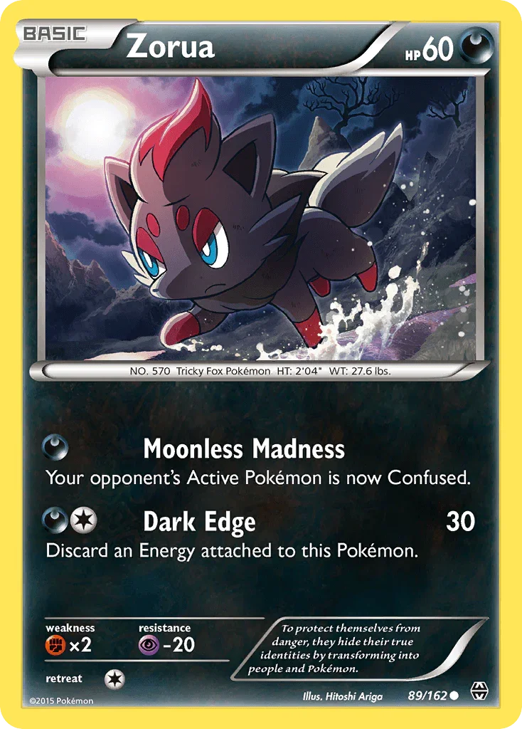 89, Common, Darkness, Fighting[×2], Normal, Psychic[-20], Reverse Holofoil, XY: BREAKthrough Zorua (89/162) [XY: BREAKthrough] - Trading Card World