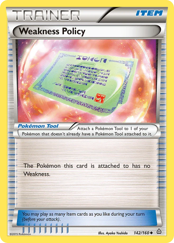 142, Item, Normal, Reverse Holofoil, Uncommon, XY: Primal Clash Weakness Policy (142/160) [XY: Primal Clash] - Trading Card World