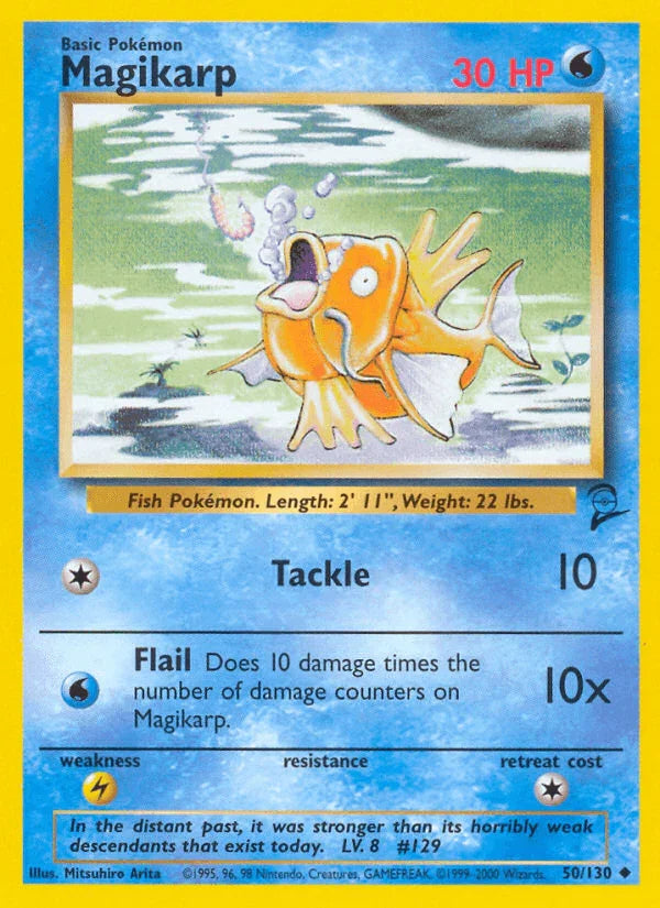 50, Base Set 2, Lightning[×2], Normal, Uncommon, Water Magikarp (50/130) [Base Set 2] - Trading Card World