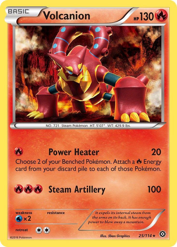 25, Fire, Holo Rare, Holofoil, Water[×2], XY: Steam Siege Volcanion (25/114) (Cracked Ice Holo) (Theme Deck Exclusive) [XY: Steam Siege] - Trading Card World