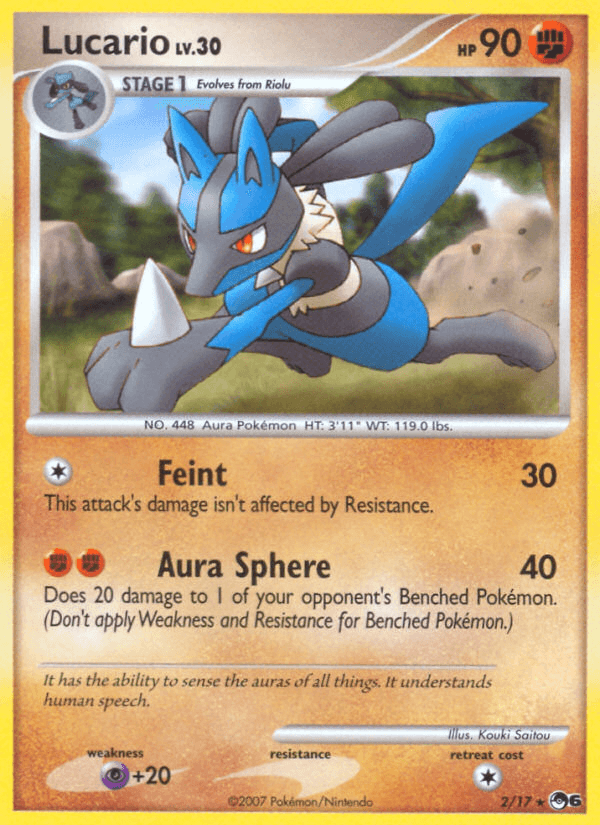 Fighting, Normal, POP Series 6, Psychic[+20], Rare Lucario (2/17) [POP Series 6] - Trading Card World