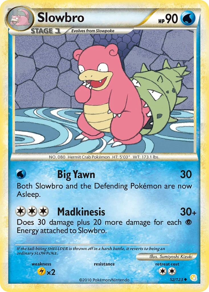 52, HeartGold & SoulSilver: Base Set, Lightning[×2], Normal, Reverse Holofoil, Uncommon, Water Slowbro (52/123) [HeartGold & SoulSilver: Base Set] - Trading Card World