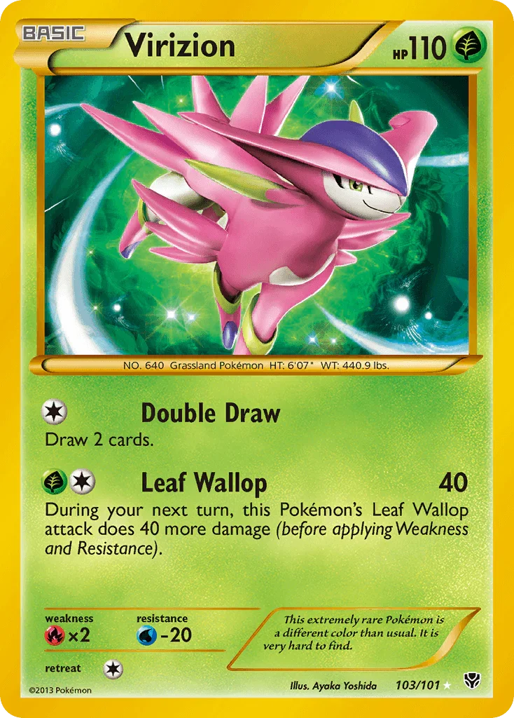 103, Black & White: Plasma Blast, Fire[×2], Grass, Holofoil, Secret Rare, Water[-20] Virizion (103/101) [Black & White: Plasma Blast] - Trading Card World