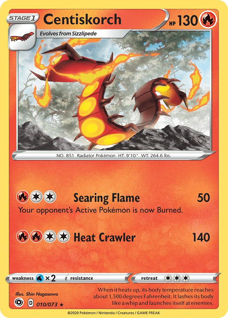 010, Fire, Holo Rare, Holofoil, Reverse Holofoil, Sword & Shield: Champion's Path, Water[×2] Centiskorch (010/073) [Sword & Shield: Champion's Path] - Trading Card World
