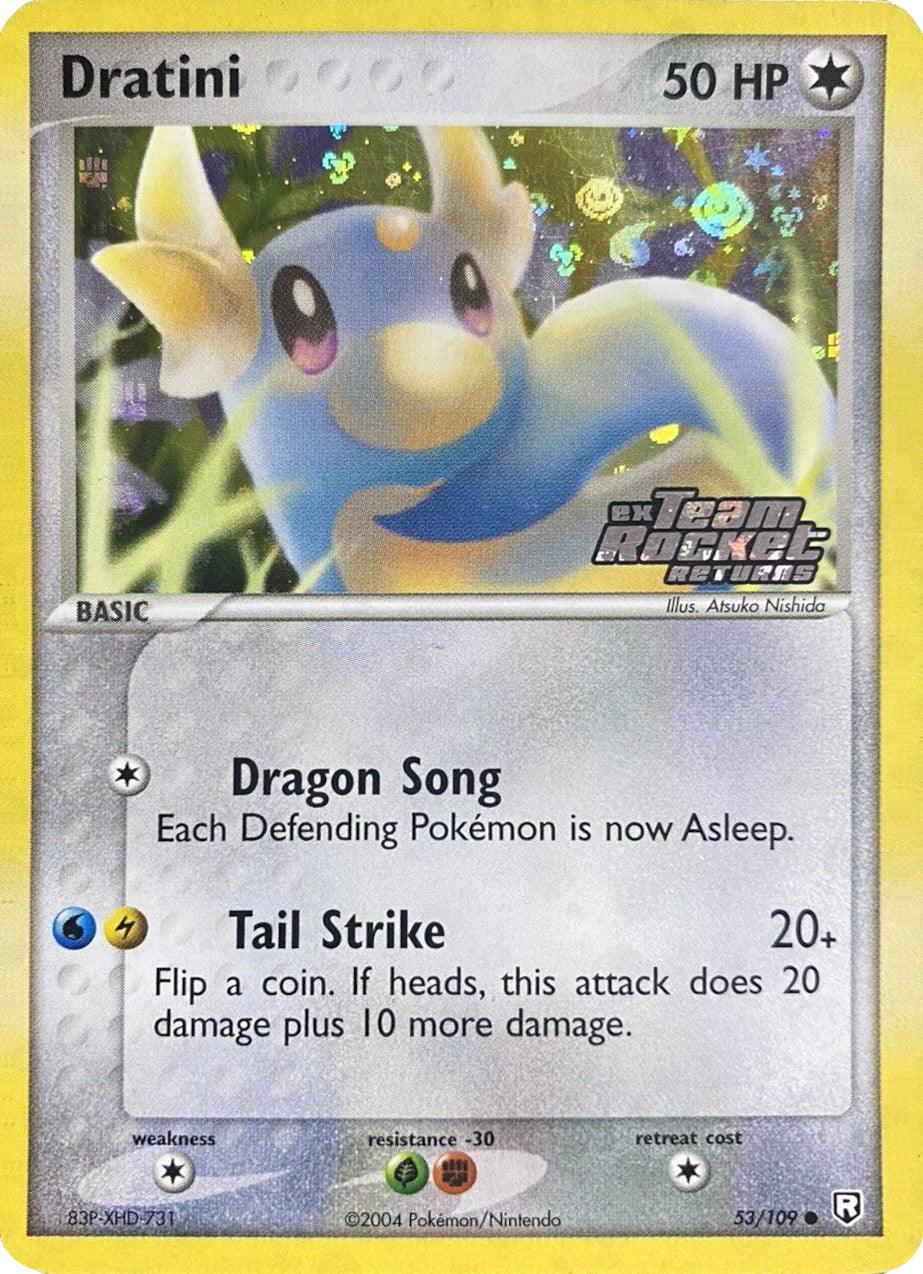 53, Colorless, Colorless[×2], Common, EX: Team Rocket Returns, Fighting[-30], Grass[-30], Reverse Holofoil Dratini (53/109) (Stamped) [EX: Team Rocket Returns] - Trading Card World