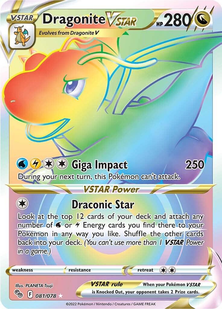 081, Dragon, Holofoil, Pokémon GO, Secret Rare Dragonite VSTAR (081/078) [Pokémon GO] - Trading Card World